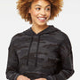 Independent Trading Company Womens Crop Hooded Sweatshirt Hoodie - Black Camo