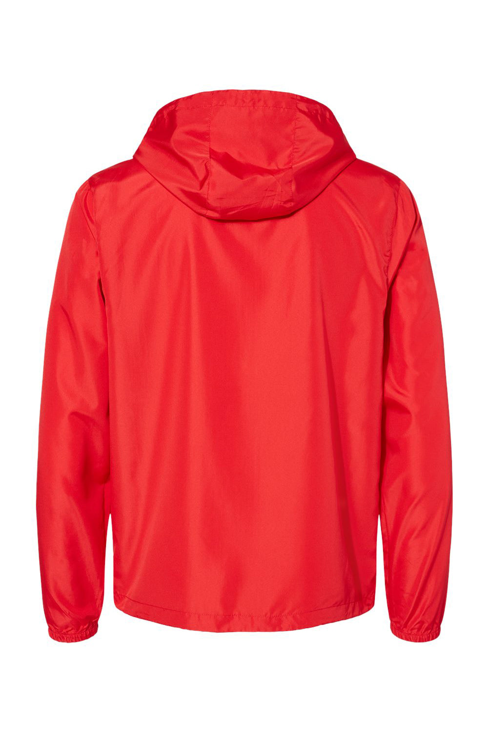 Independent Trading Co. EXP54LWZ Mens Full Zip Windbreaker Hooded Jacket Red Flat Back