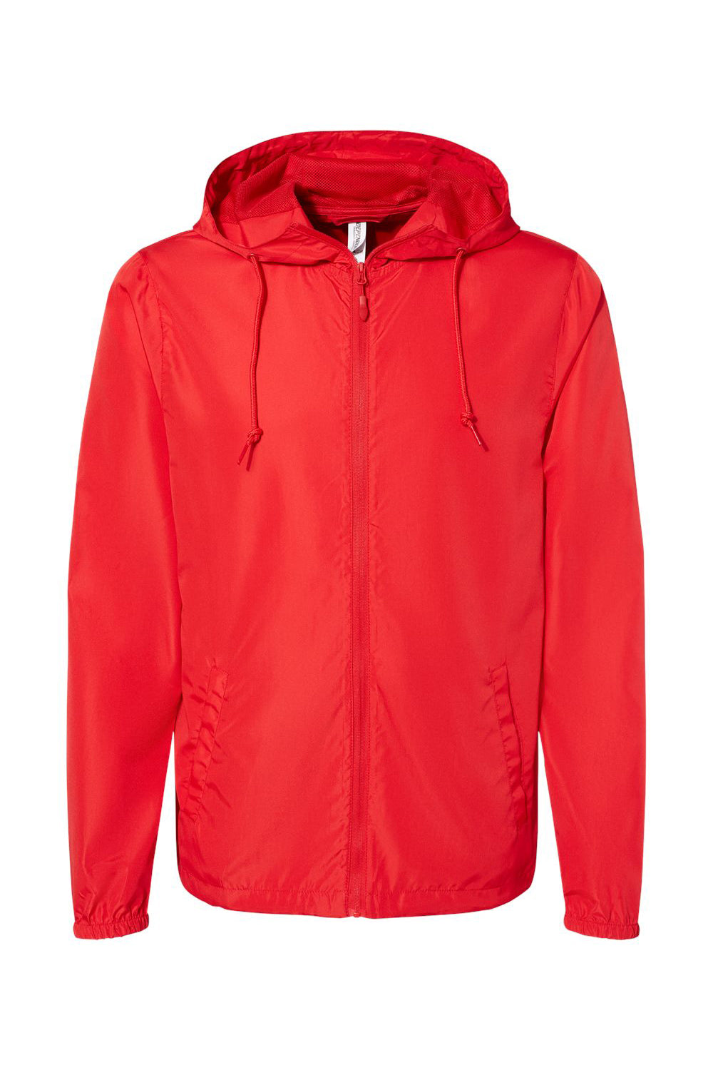 Independent Trading Co. EXP54LWZ Mens Full Zip Windbreaker Hooded Jacket Red Flat Front