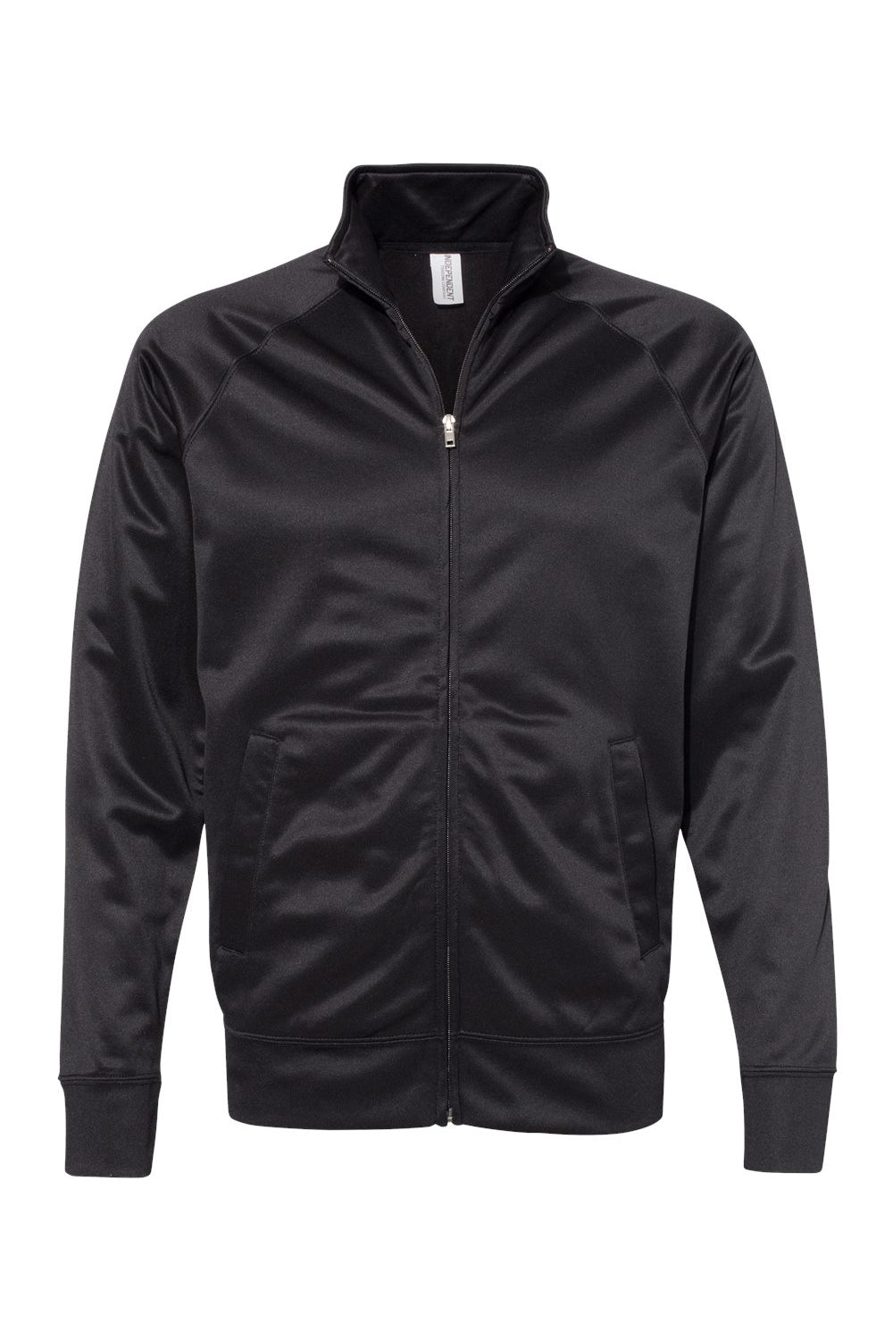 Independent Trading Company EXP70PTZ Mens Poly Tech Full Zip Track Jacket Black Flat Front