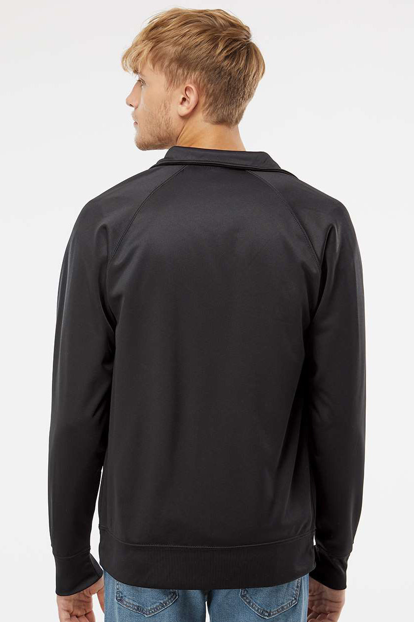 Independent Trading Company EXP70PTZ Mens Poly Tech Full Zip Track Jacket Black Model Back