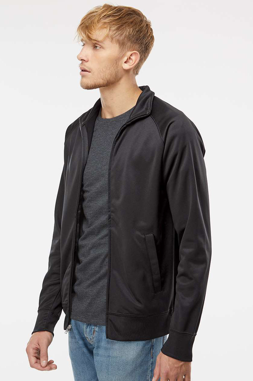 Independent Trading Company EXP70PTZ Mens Poly Tech Full Zip Track Jacket Black Model Side
