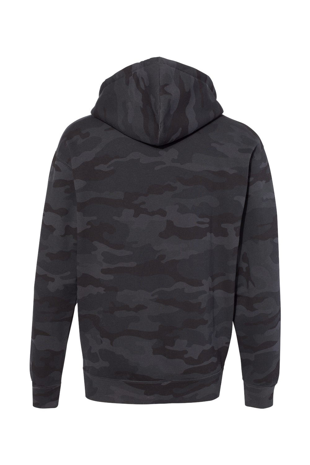 Independent Trading Company IND4000 Mens Hooded Sweatshirt Hoodie w/ Pouch Pocket Black Camo Flat Back