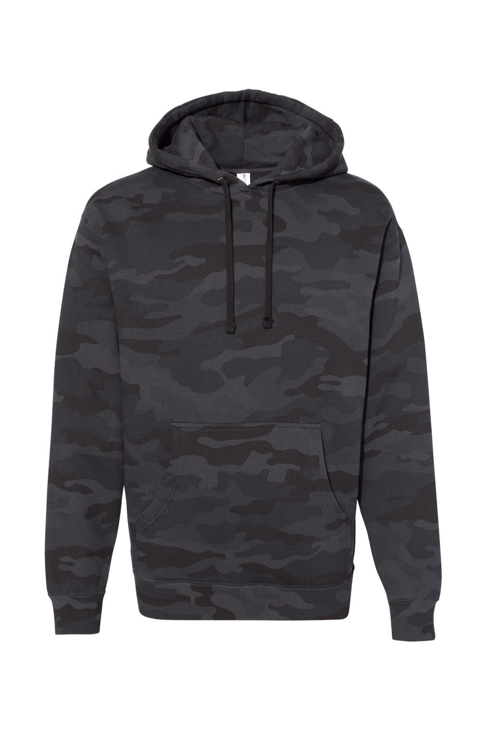 Independent Trading Company IND4000 Mens Hooded Sweatshirt Hoodie w/ Pouch Pocket Black Camo Flat Front