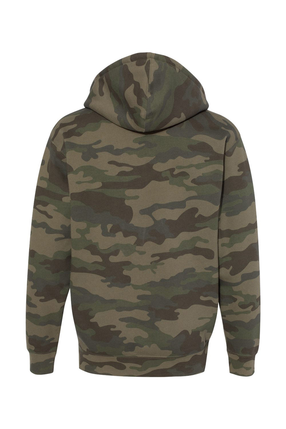 Independent Trading Company IND4000Z Mens Full Zip Hooded Sweatshirt Hoodie w/ Pockets Forest Green Camo Flat Back