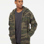 Independent Trading Co. Mens Full Zip Hooded Sweatshirt Hoodie - Forest Green Camo - NEW
