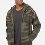 Independent Trading Company Mens Full Zip Hooded Sweatshirt Hoodie w/ Pockets - Forest Green Camo