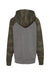 Independent Trading Company PRM15YSB Youth Special Blend Raglan Hooded Sweatshirt Hoodie w/ Pouch Pocket Heather Nickel Grey/Forest Green Camo Flat Back