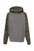 Independent Trading Company PRM15YSB Youth Special Blend Raglan Hooded Sweatshirt Hoodie w/ Pouch Pocket Heather Nickel Grey/Forest Green Camo Flat Front