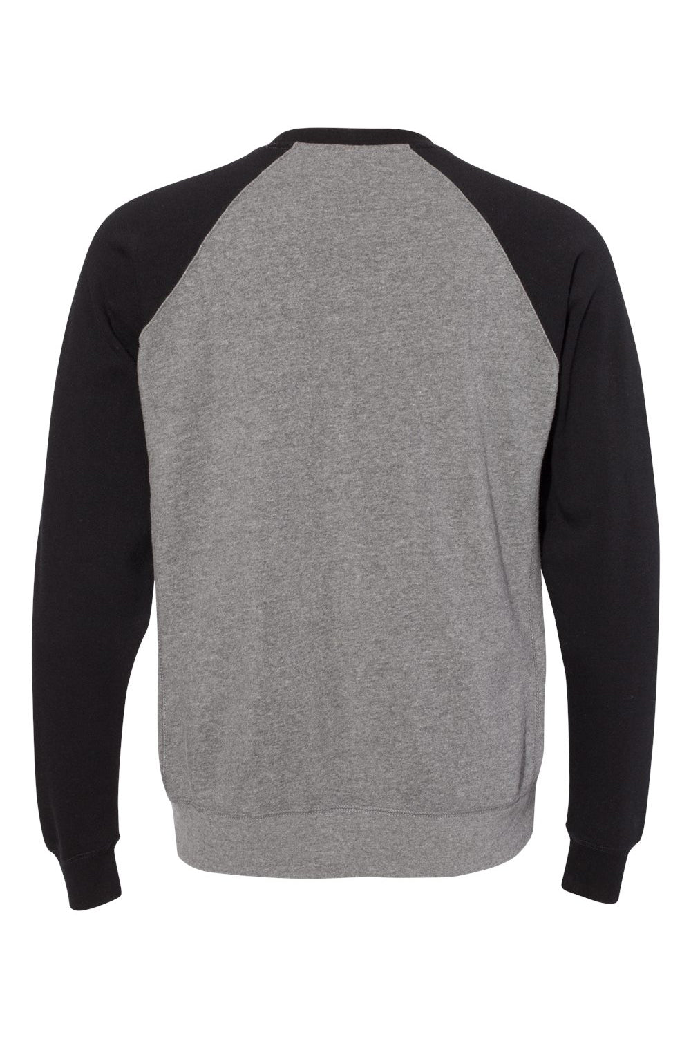Independent Trading Company PRM30SBC Mens Special Blend Crewneck Raglan Sweatshirt Heather Nickel Grey/Black Flat Back