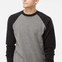 Independent Trading Company Mens Special Blend Crewneck Raglan Sweatshirt - Heather Nickel Grey/Black
