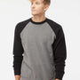 Independent Trading Co. Mens Special Blend Crewneck Raglan Sweatshirt - Heather Nickel Grey/Black - NEW