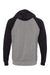 Independent Trading Company PRM33SBP Mens Special Blend Raglan Hooded Sweatshirt Hoodie w/ Pouch Pocket Heather Nickel Grey/Black Flat Back