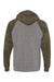 Independent Trading Co. PRM33SBP Mens Special Blend Raglan Hooded Sweatshirt Hoodie Heather Nickel Grey/Forest Green Camo Flat Back
