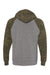 Independent Trading Company PRM33SBP Mens Special Blend Raglan Hooded Sweatshirt Hoodie w/ Pouch Pocket Heather Nickel Grey/Forest Green Camo Flat Back