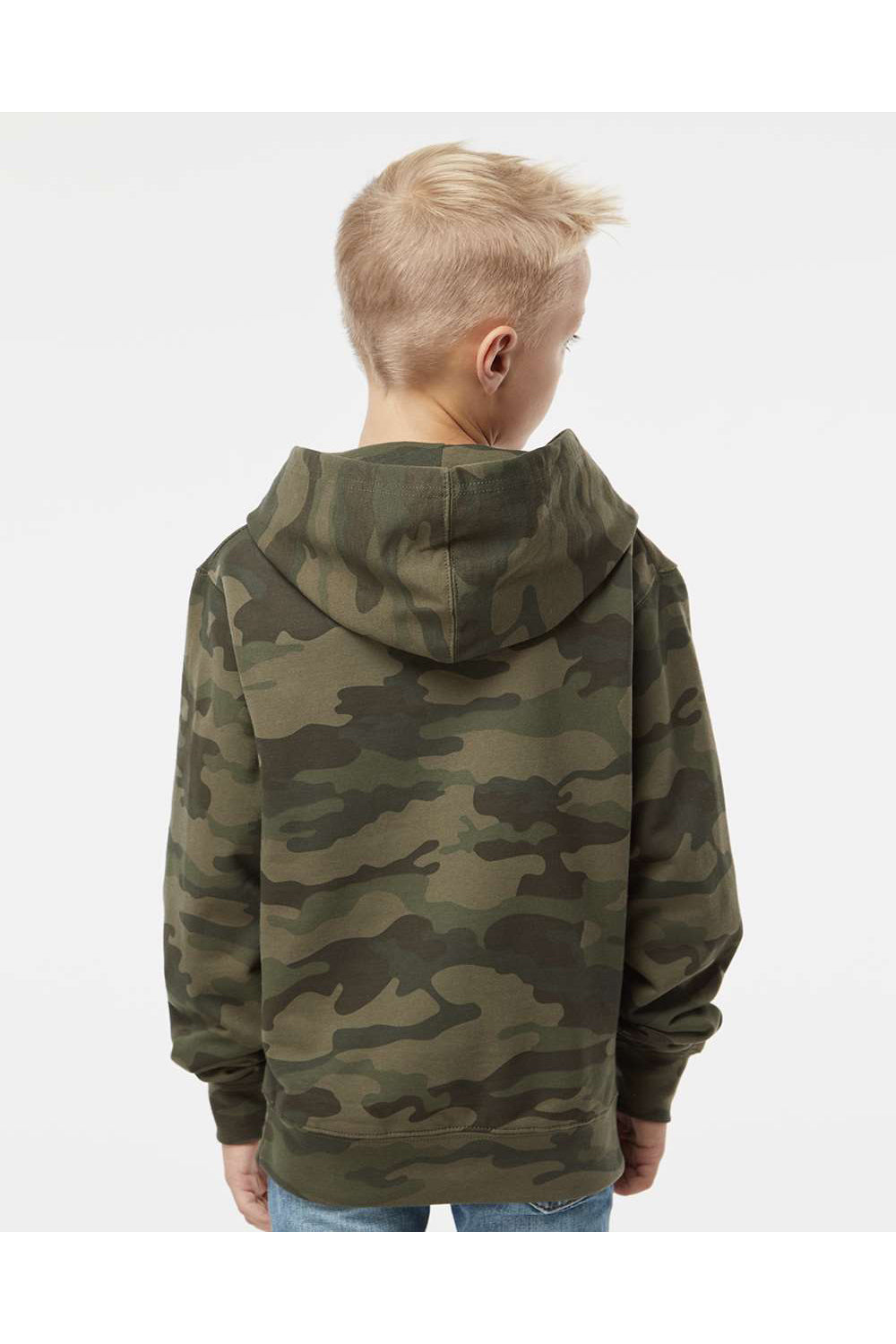 Independent Trading Co. SS4001Y Youth Hooded Sweatshirt Hoodie Forest Green Camo Model Back