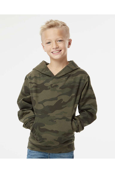 Independent Trading Co. SS4001Y Youth Hooded Sweatshirt Hoodie Forest Green Camo Model Front