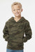 Independent Trading Company SS4001Y Youth Hooded Sweatshirt Hoodie w/ Pouch Pocket Forest Green Camo Model Front