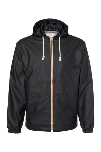 Weatherproof 193910 Mens Vintage Water Resistant Full Zip Hooded Rain Jacket Black Flat Front