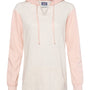 MV Sport Womens French Terry Colorblock Hooded Sweatshirt Hoodie - Cameo Pink/Oatmeal - NEW