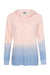 MV Sport W20185 Womens French Terry Ombre Hooded Sweatshirt Hoodie Cameo Pink/Stonewash Blue Flat Front