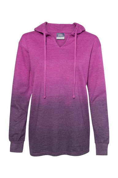 MV Sport W20185 Womens French Terry Ombre Hooded Sweatshirt Hoodie Dragonfruit Pink/Navy Blue Flat Front