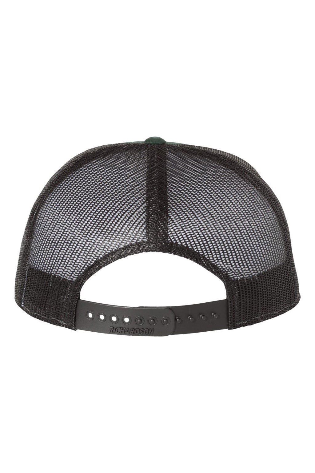 Richardson Hats 168 Mens 7 Panel Snapback Trucker Hat Dark Green/Black Flat Back