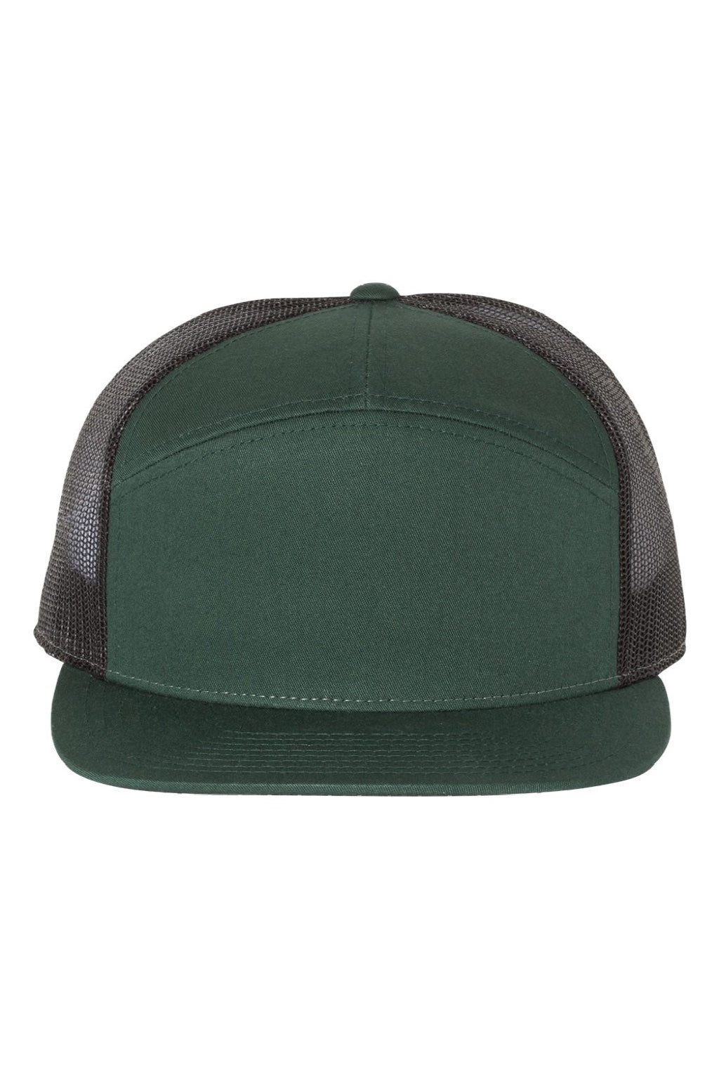 Richardson Hats 168 Mens 7 Panel Snapback Trucker Hat Dark Green/Black Flat Front