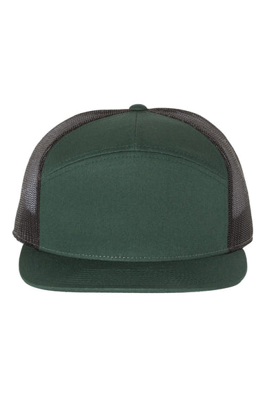 Richardson Hats 168 Mens 7 Panel Snapback Trucker Hat Dark Green/Black Flat Front