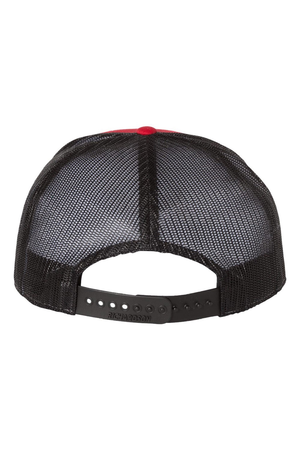 Richardson Hats 168 Mens 7 Panel Snapback Trucker Hat Red/Black Flat Back