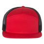 Richardson Hats Mens 7 Panel Snapback Trucker Hat - Red/Black