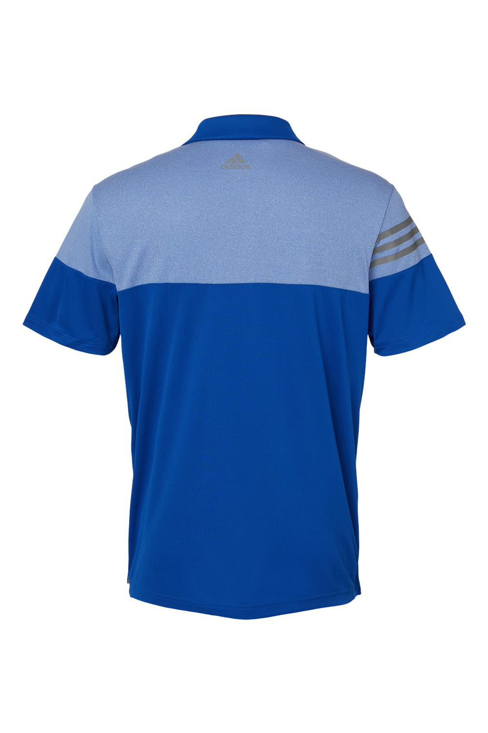 Adidas A213 Mens 3 Stripes Colorblock Moisture Wicking Short Sleeve Polo Shirt Collegiate Royal Blue Flat Back