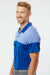 Adidas A213 Mens 3 Stripes Colorblock Moisture Wicking Short Sleeve Polo Shirt Collegiate Royal Blue Model Side