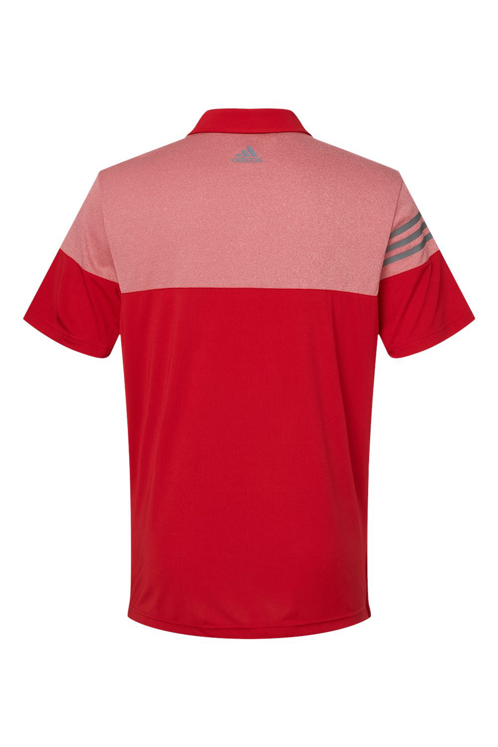 Adidas A213 Mens 3 Stripes Colorblock Moisture Wicking Short Sleeve Polo Shirt Power Red Flat Back