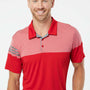 Adidas Mens 3 Stripes Colorblock Moisture Wicking Short Sleeve Polo Shirt - Power Red - NEW