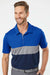 Adidas A236 Mens Merch Block Short Sleeve Polo Shirt Collegiate Royal Blue/Grey Model Front