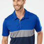 Adidas Mens Merch Block UPF 50+ Short Sleeve Polo Shirt - Collegiate Royal Blue/Grey - NEW