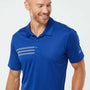 Adidas Mens 3 Stripes UPF 50+ Short Sleeve Polo Shirt - Collegiate Royal Blue/Grey - NEW