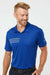 Adidas A324 Mens 3 Stripes UPF 50+ Short Sleeve Polo Shirt Collegiate Royal Blue Model Front