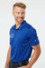 Adidas A324 Mens 3 Stripes UPF 50+ Short Sleeve Polo Shirt Collegiate Royal Blue/Grey Model Side