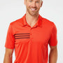 Adidas Mens 3 Stripes UPF 50+ Short Sleeve Polo Shirt - Blaze Orange/Black - NEW
