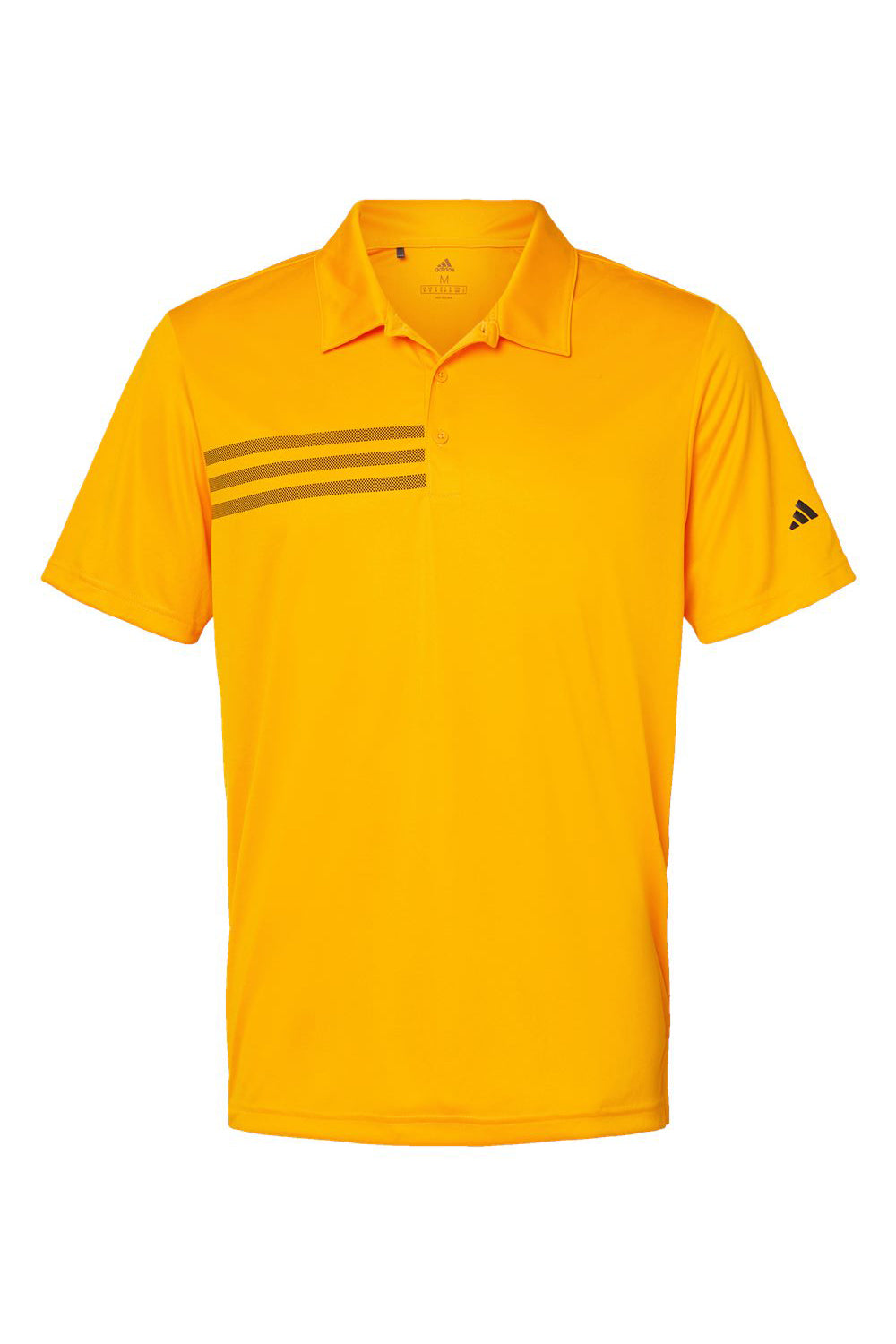 Adidas A324 Mens 3 Stripes Short Sleeve Polo Shirt Team Collegiate Gold/Black Flat Front