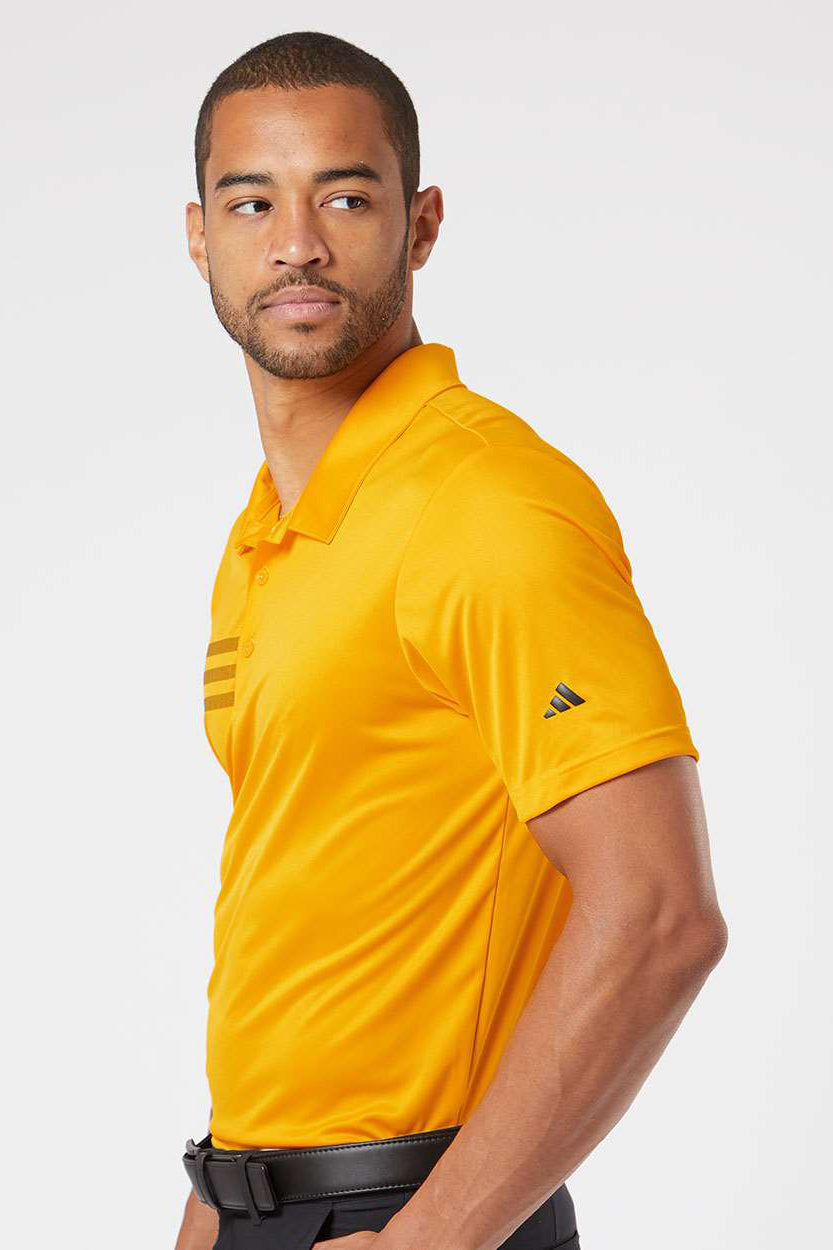 Adidas A324 Mens 3 Stripes Short Sleeve Polo Shirt Team Collegiate Gold/Black Model Side