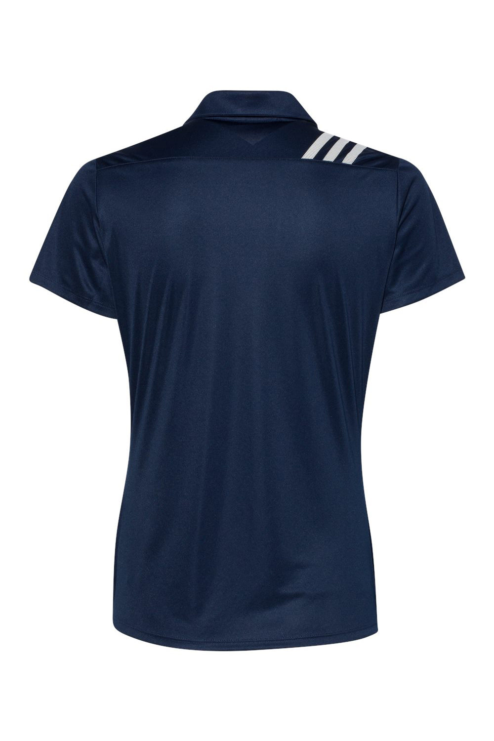 Adidas A325 Womens 3 Stripes UPF 50+ Short Sleeve Polo Shirt Collegiate Navy Blue/White Flat Back