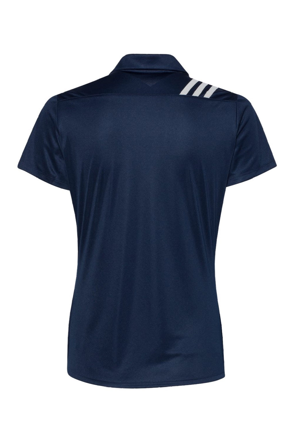 Adidas A325 Womens 3 Stripes UPF 50+ Short Sleeve Polo Shirt Collegiate Navy Blue Flat Back
