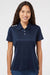 Adidas A325 Womens 3 Stripes UPF 50+ Short Sleeve Polo Shirt Collegiate Navy Blue Model Front