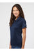 Adidas A325 Womens 3 Stripes UPF 50+ Short Sleeve Polo Shirt Collegiate Navy Blue Model Side