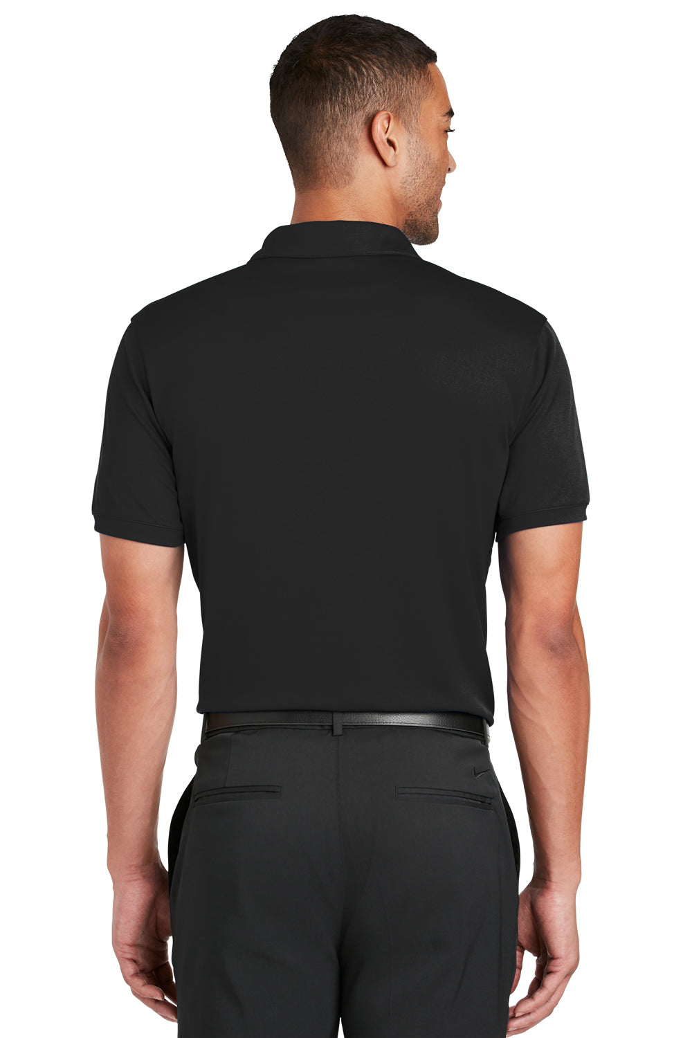 Nike 799802 Mens Players Dri-Fit Moisture Wicking Short Sleeve Polo Shirt Black Model Back