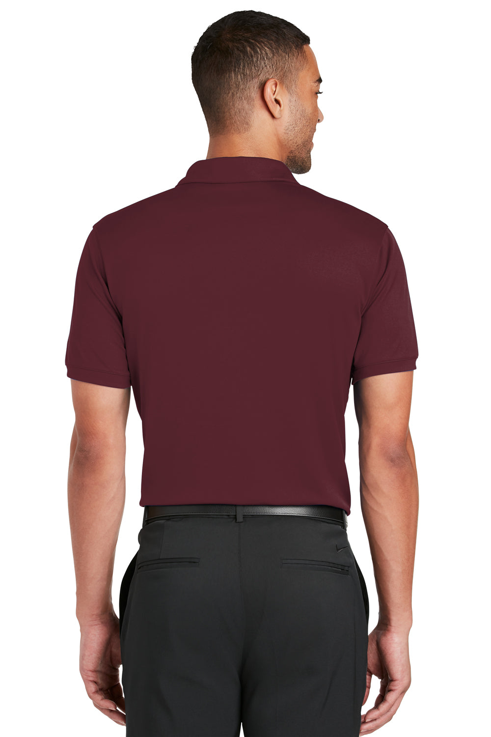 Nike 799802 Mens Players Dri-Fit Moisture Wicking Short Sleeve Polo Shirt Team Red Model Back