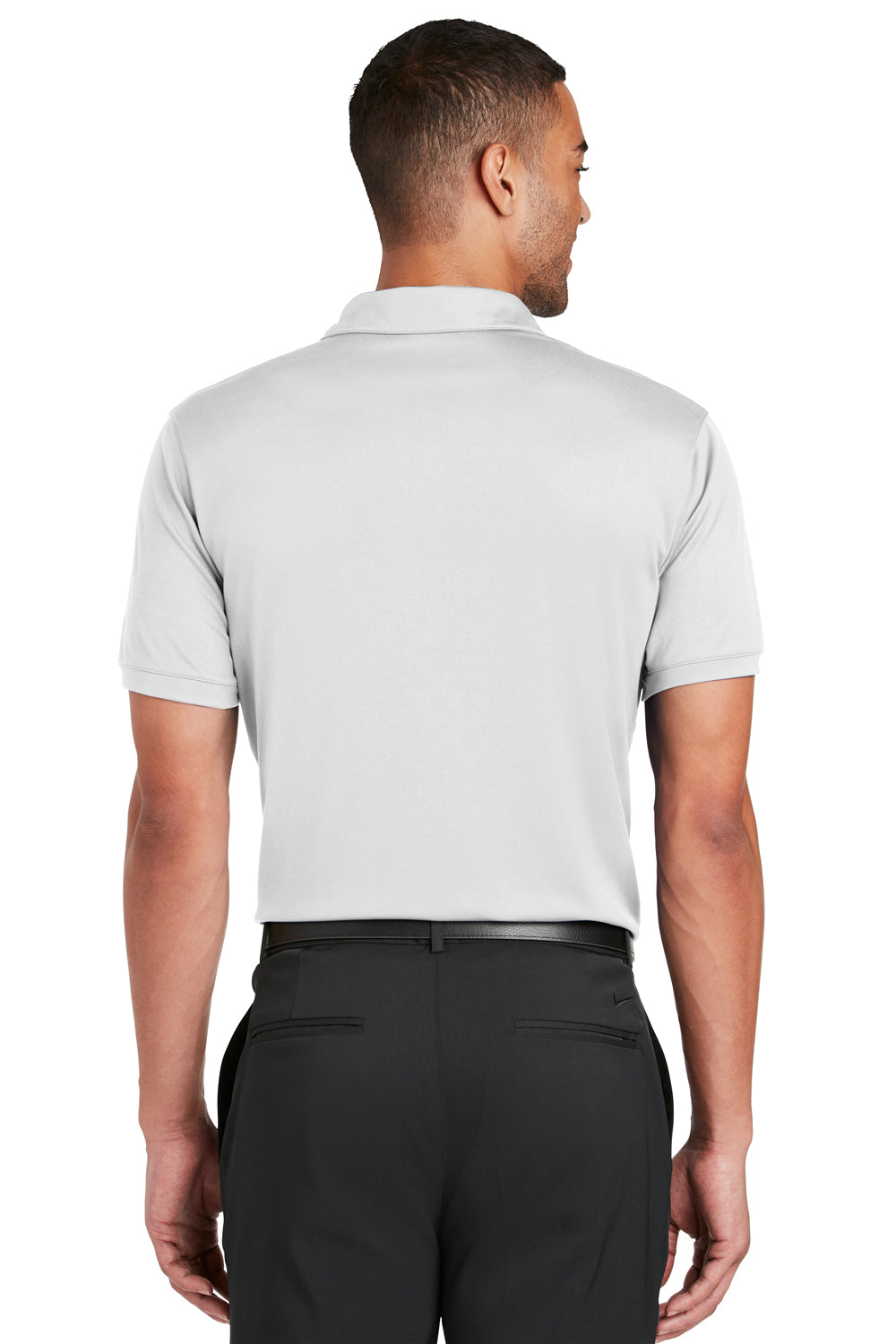 Nike 799802 Mens Players Dri-Fit Moisture Wicking Short Sleeve Polo Shirt White Model Back